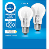 Olsent Halogen Round Bulb Screw 72w Clear 2pack
