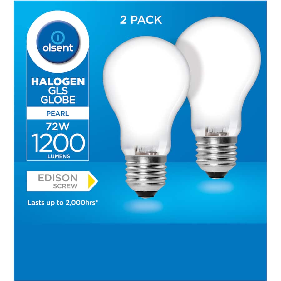 Olsent Halogen Round Bulb Screw 72w Pearl 2pack