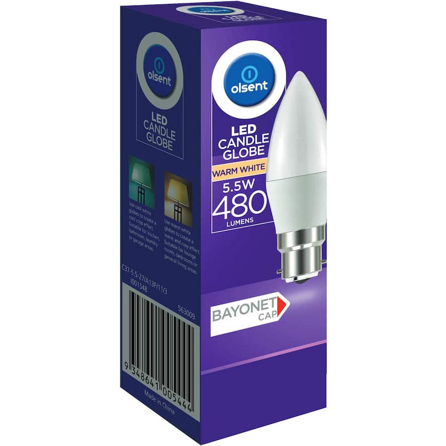 Olsent Led Candle Bulb Bayone 5.5w 480lm 1pack