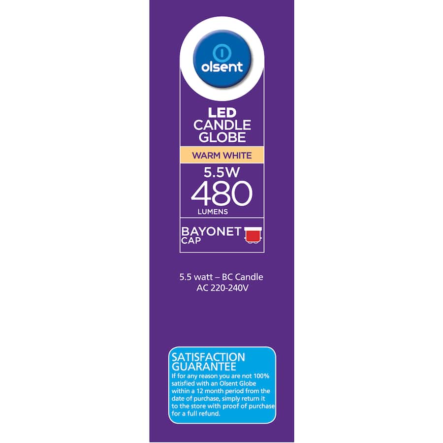 Olsent Led Candle Bulb Bayone 5.5w 480lm 1pack