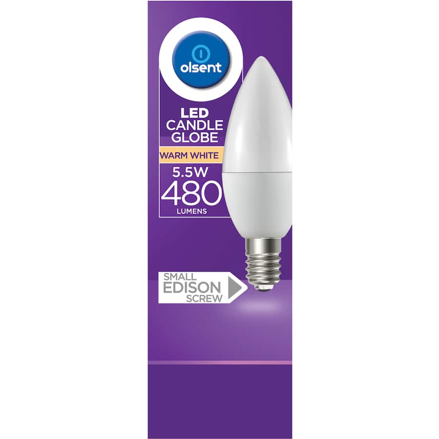 Olsent Led Candle Bulb Screw 5.5w 480lm 1pack