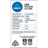 Olsent Led Light Bulb Screw 5.5w 500lm 1pack