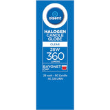 Olsent Halogen Candle Bulb Bayonet Clear 28w 2pack