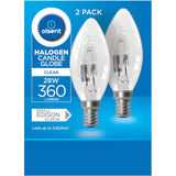 Olsent Halogen Candle Bulb Screw Clear 28w 2pack