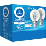 Olsent Halogen Round Bulb Rd Bayonet Clear 28w 2pack