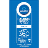 Olsent Halogen Round Bulb Rd Screw Clear 28w 2pack