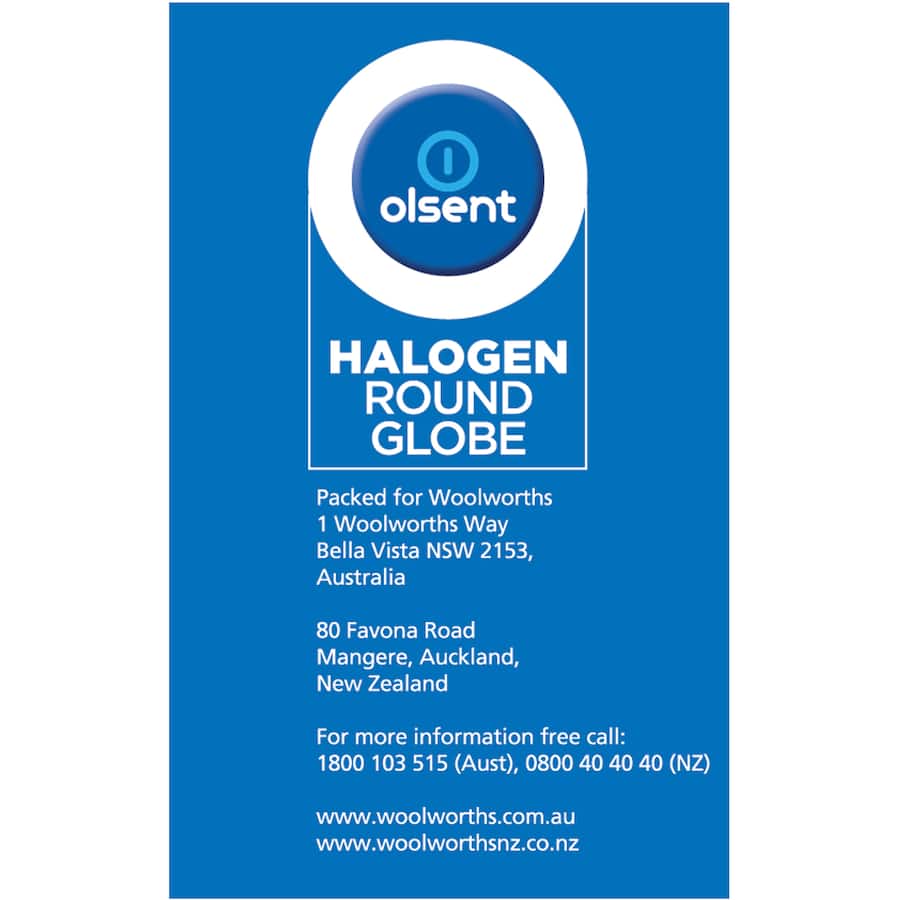 Olsent Halogen Round Bulb Rd Screw Clear 28w 2pack