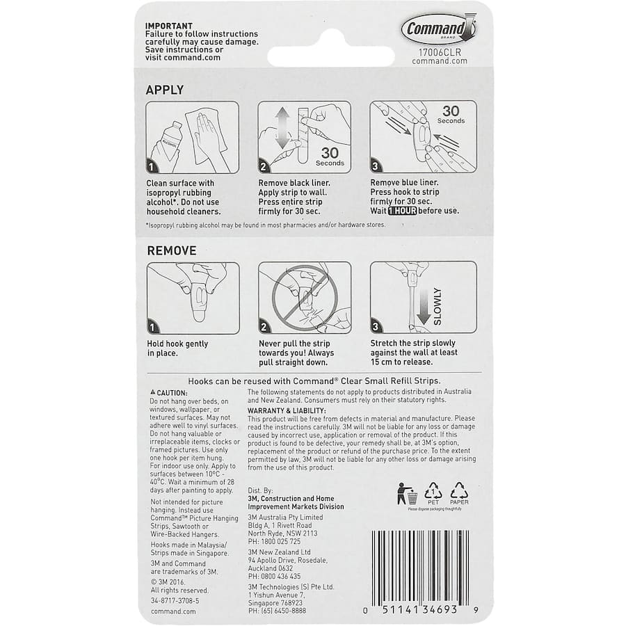 3m Command Hooks & Hangers Mini Adhesive Hooks 6pack