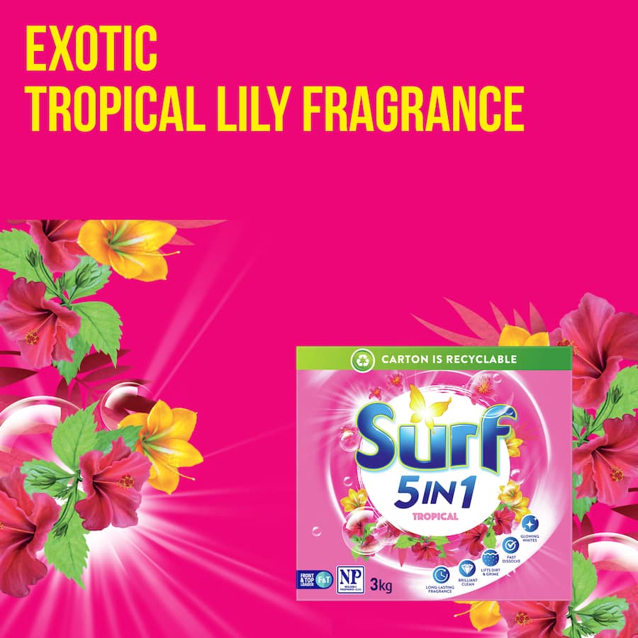 Surf Laundry Powder 5 In 1 Tropical 3kg