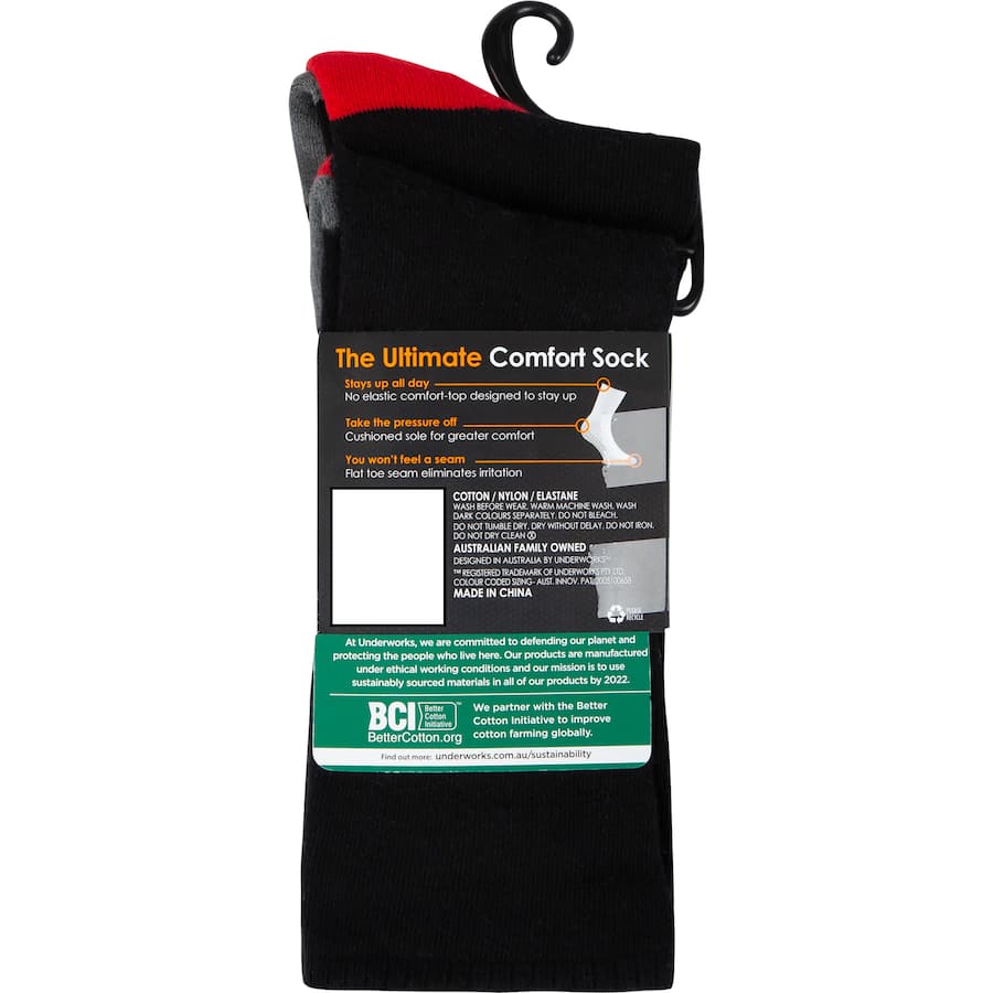Underworks Mens Socks Cushion Foot Crew Size 7-10 2pack
