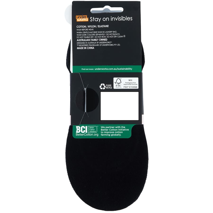 Uw Invisible Footlets Ladies Size 5-8 3pack