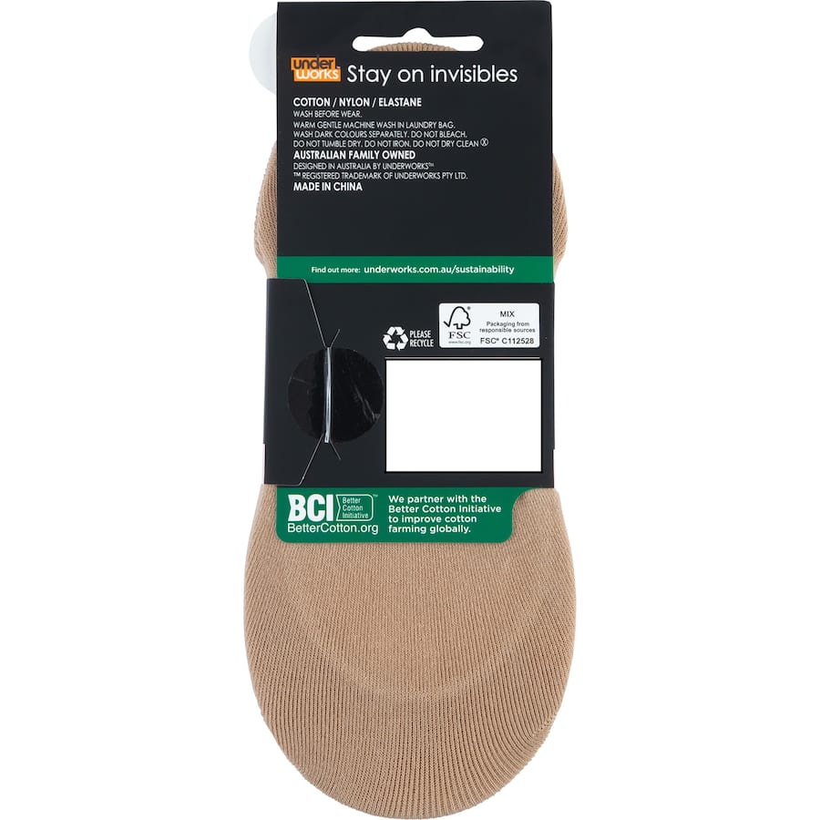 Under Works Ladies Invisible Footlets Skin Size 5-8 3pack