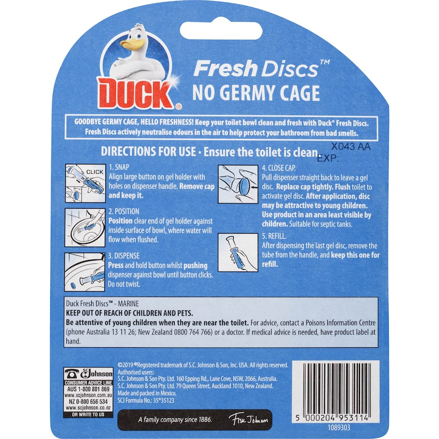 Duck Fresh Toilet Discs Marine Primary 36mL