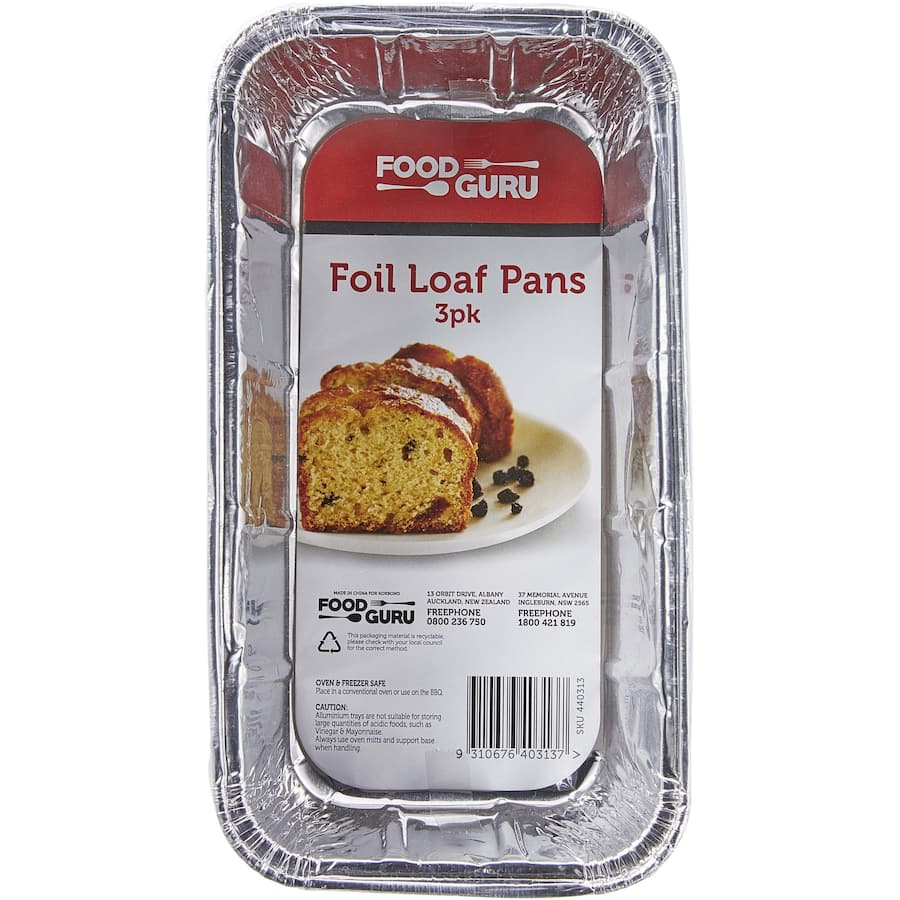 Food Guru Loaf Pans Foil 3pack