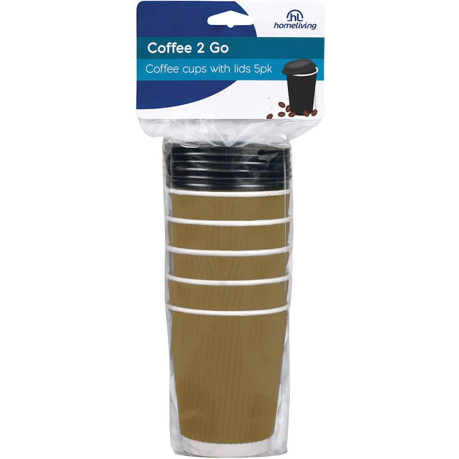 Homeliving Coffee Cups With Lids 5pack