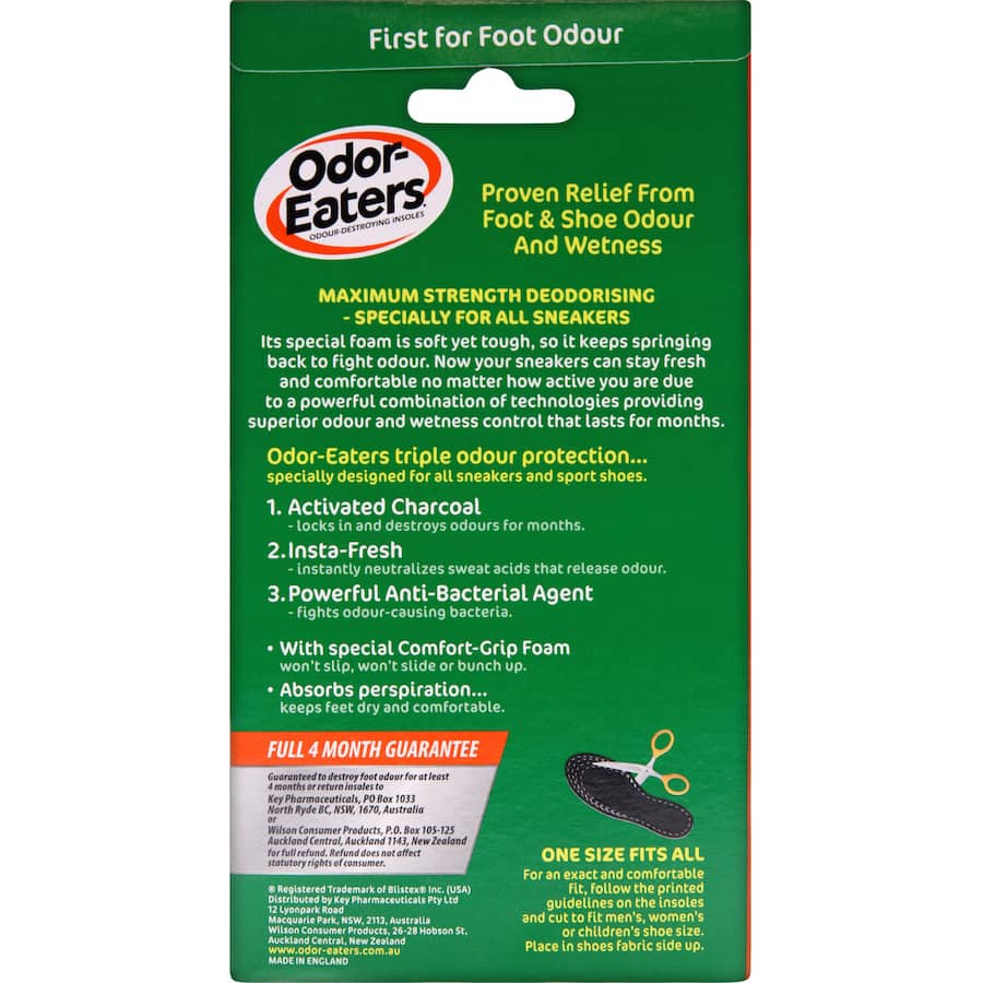 Odor Eaters Insoles Active Wear Maximum Strength 1pr