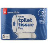 Essentials Toilet Paper 12pk White 2ply