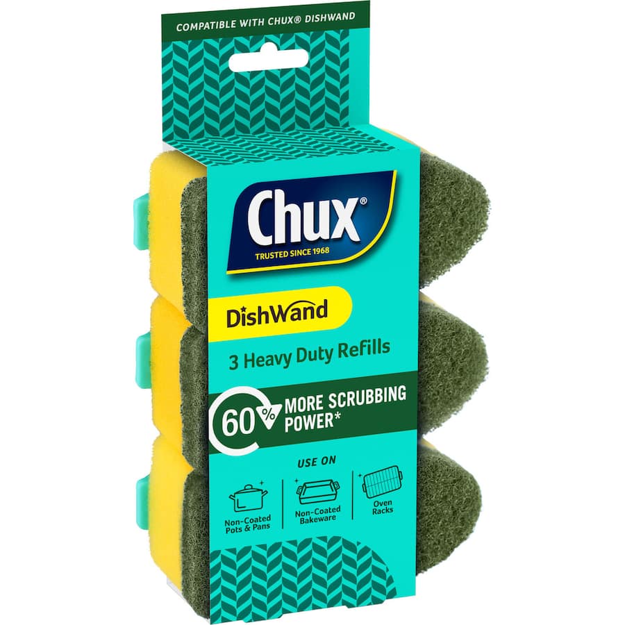 Chux Dish Brush Dish Wand Heavy Duty Refill 3pack