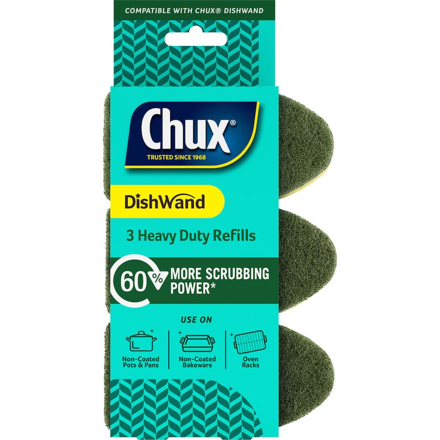 Chux Dish Brush Dish Wand Heavy Duty Refill 3pack