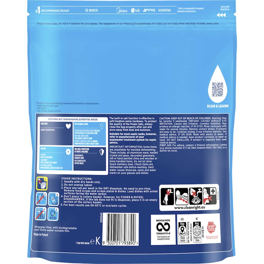 Finish Dishwasher Tablets Power All In 1 Lemon 40pack