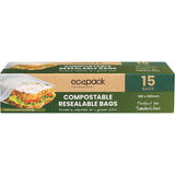 Ecopack Compostable Sandwich Bags Resealable 15pack