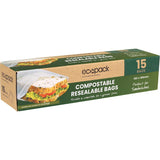 Ecopack Compostable Sandwich Bags Resealable 15pack