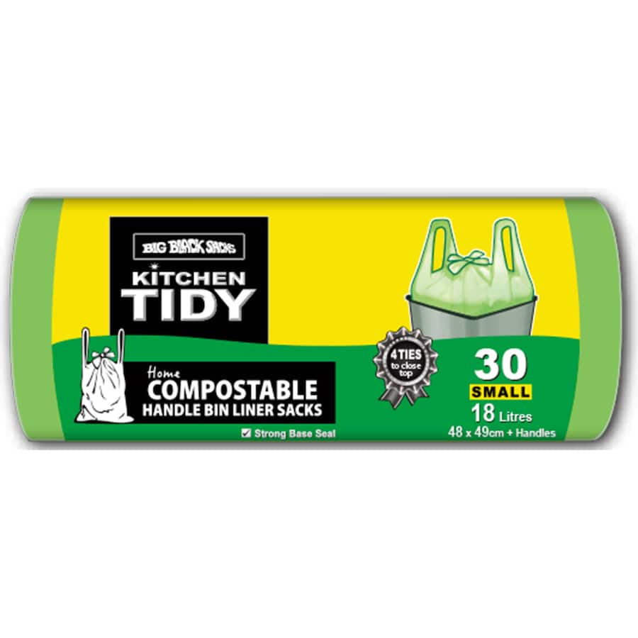 Big Black Sacks Kitchen Tidy Bags Small Compostable 30pack