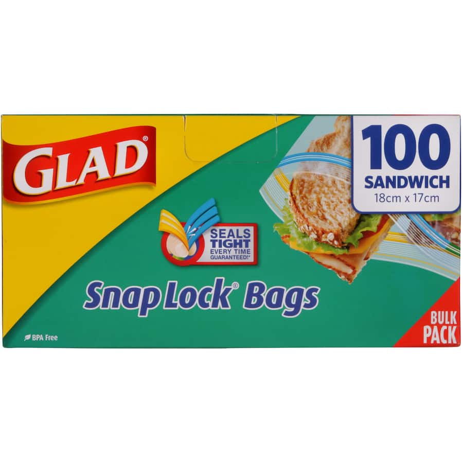 Glad Snaplock Plastic Bags Sandwich 100pack