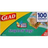 Glad Snaplock Plastic Bags Sandwich 100pack
