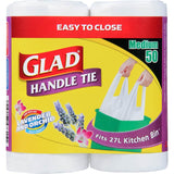 Glad Kitchen Tidy Bags Handle Tie Medium Twin pk rolls 50pack