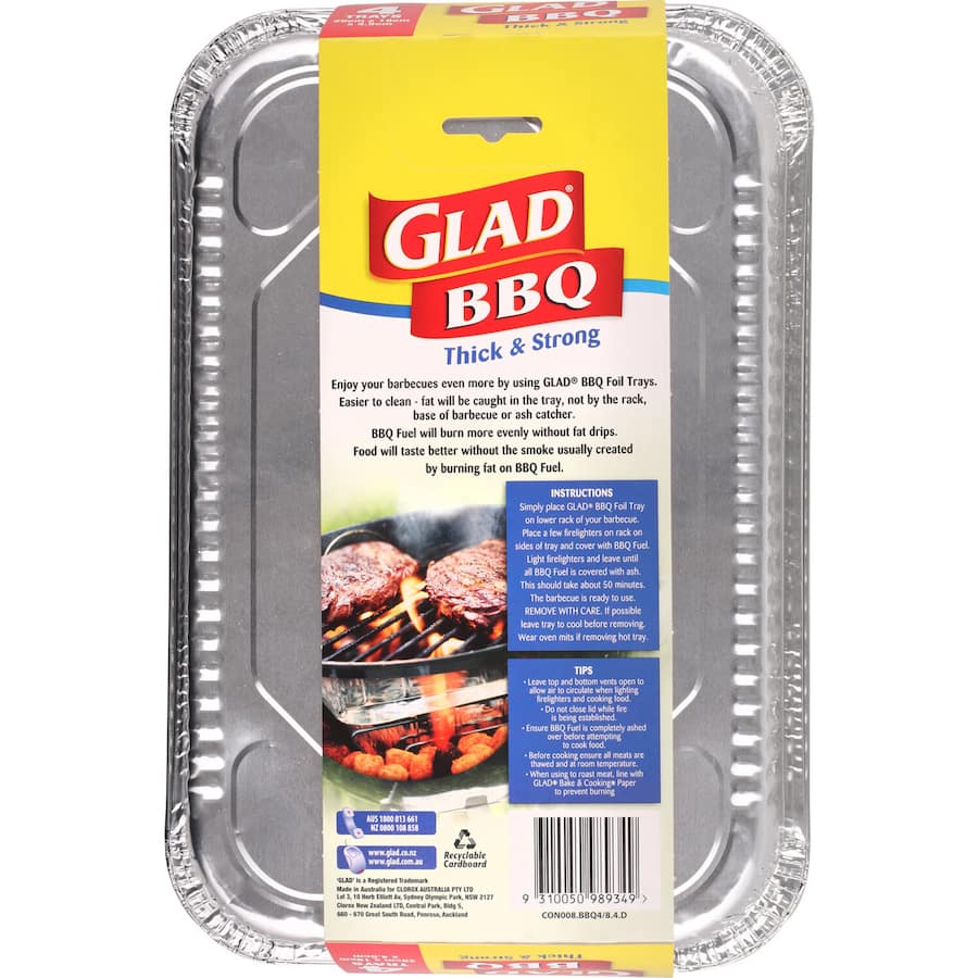 Glad Bbq Foil Tray 28 X 18 X 5cm 4pack