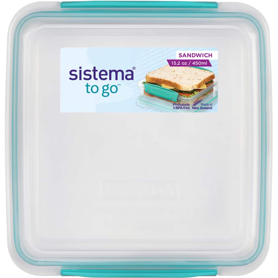 Sandwich Box To Go Lunch Box (Assorted Colours) 450mL