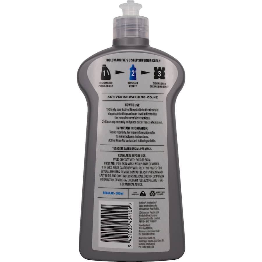 Active Dishwasher Rinse Aid Regular 500mL