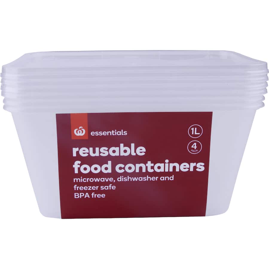 Essentials Container Rectangle 1l 4pack
