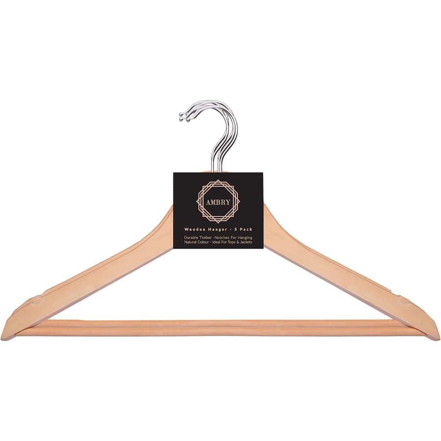 Ambry Coat Hangers Wooden 5pack