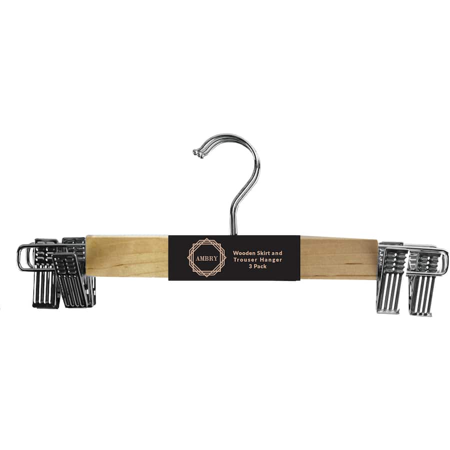 Ambry Coat Hangers Wooden Skirt/trouser 3pack