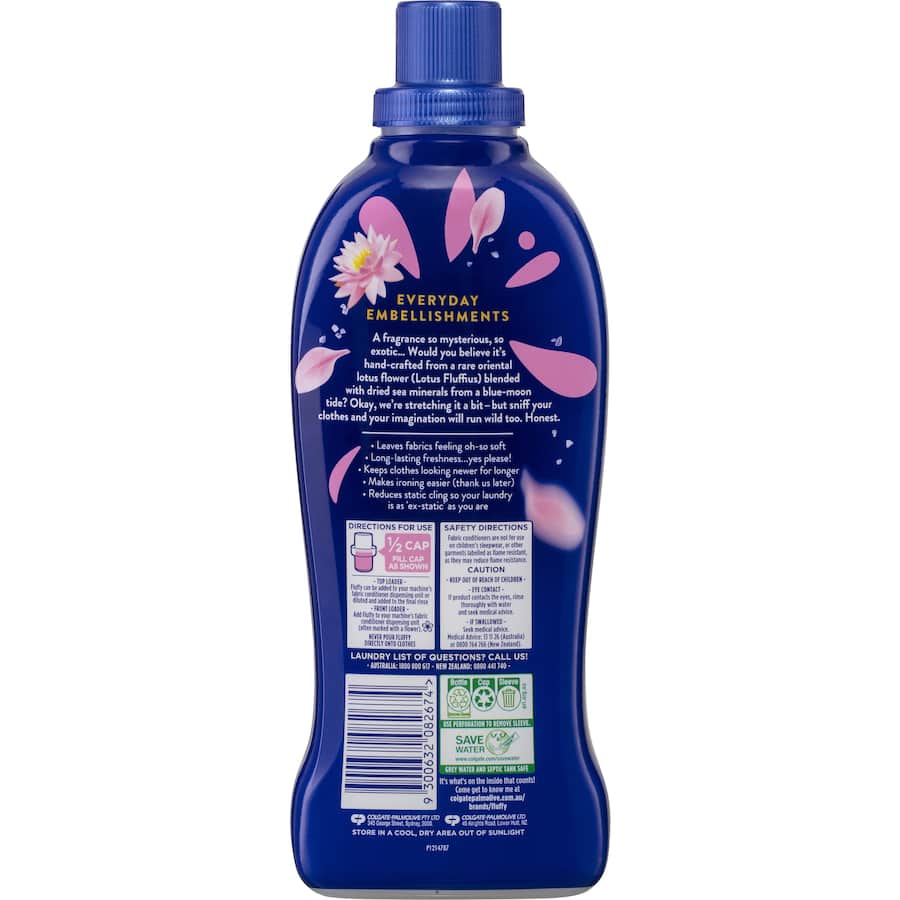 Fluffy Concentrate Fabric Softener Conditioner Lotus Sea Mineral Bottle 900mL