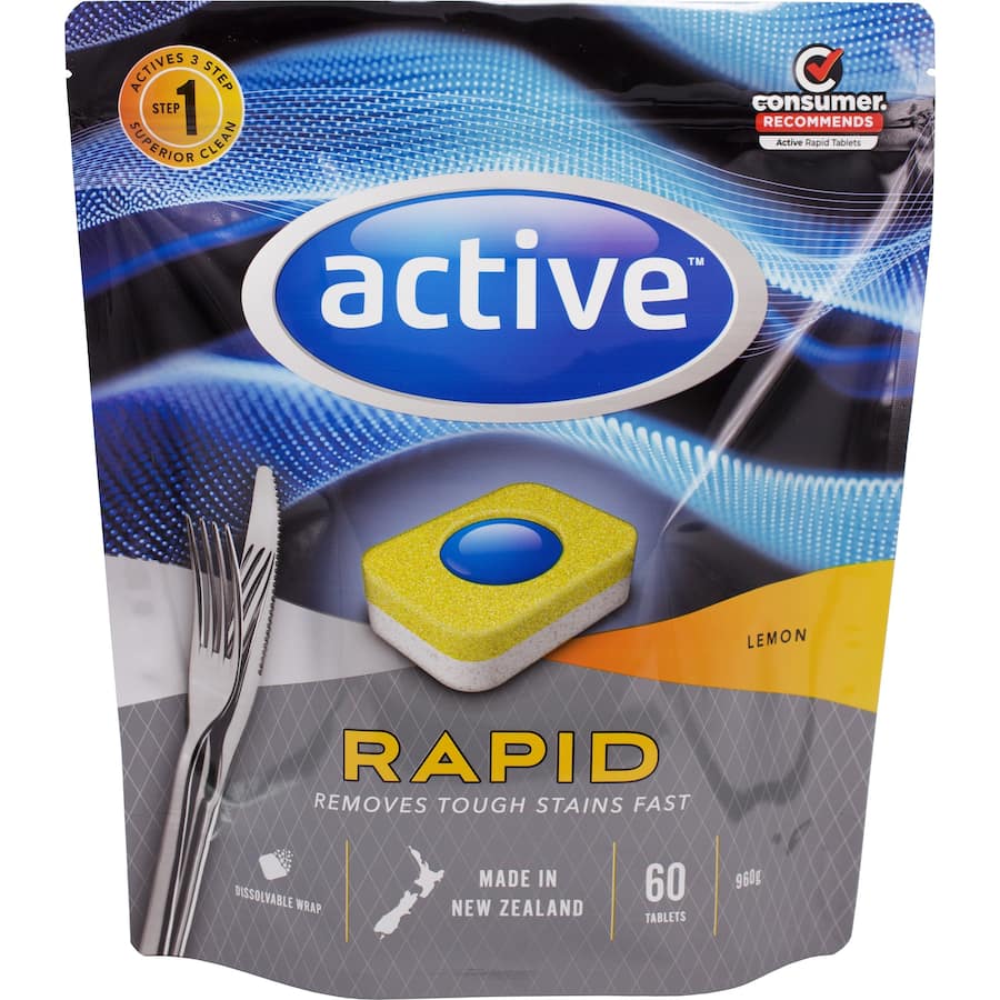 Active Dishwasher Tablets Rapid Lemon 60pack