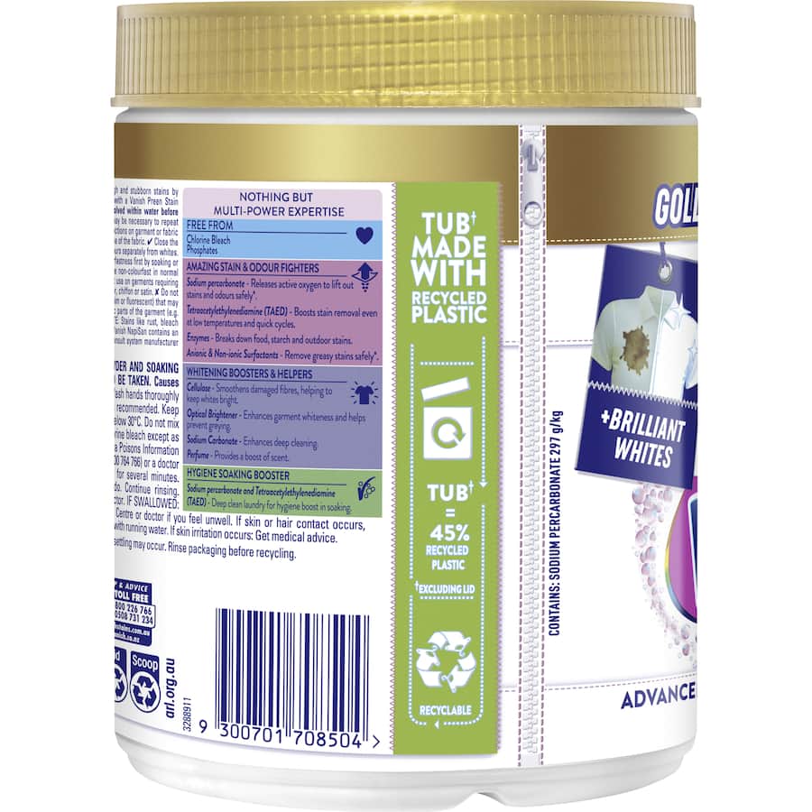 Vanish Napisan Oxi Action Gold Stain Remover Crystal White Powder 900g