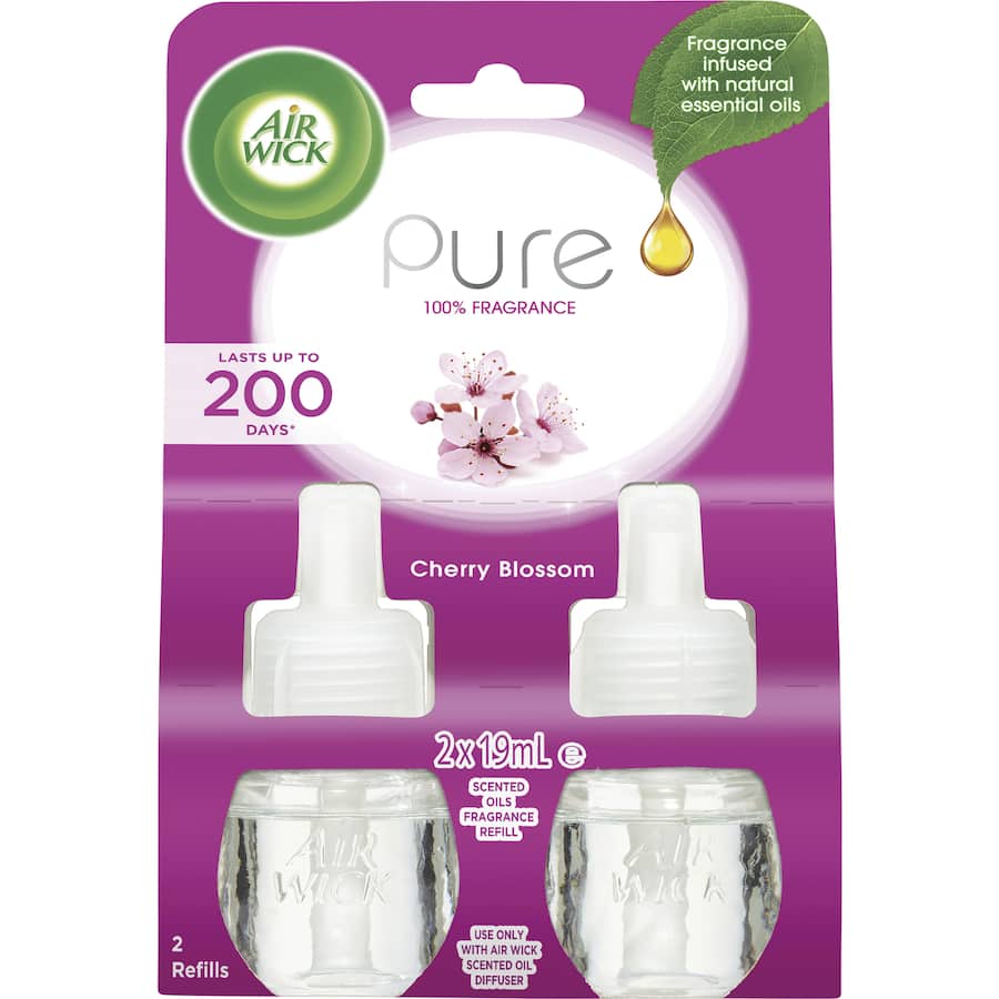 Air Wick Pure Scented Oil Plug In Cherry Blossom 19ml each refill 2pack