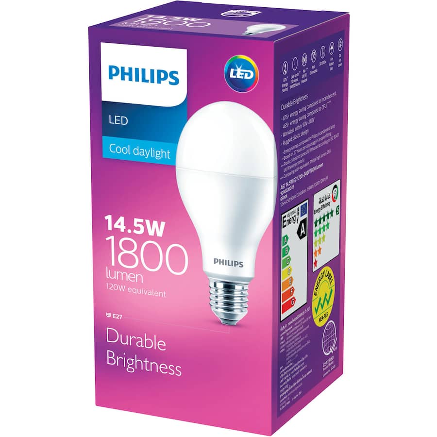 Philips Led Screw Light Bulb 14.5w 1800lm Cool Daylight 1pack