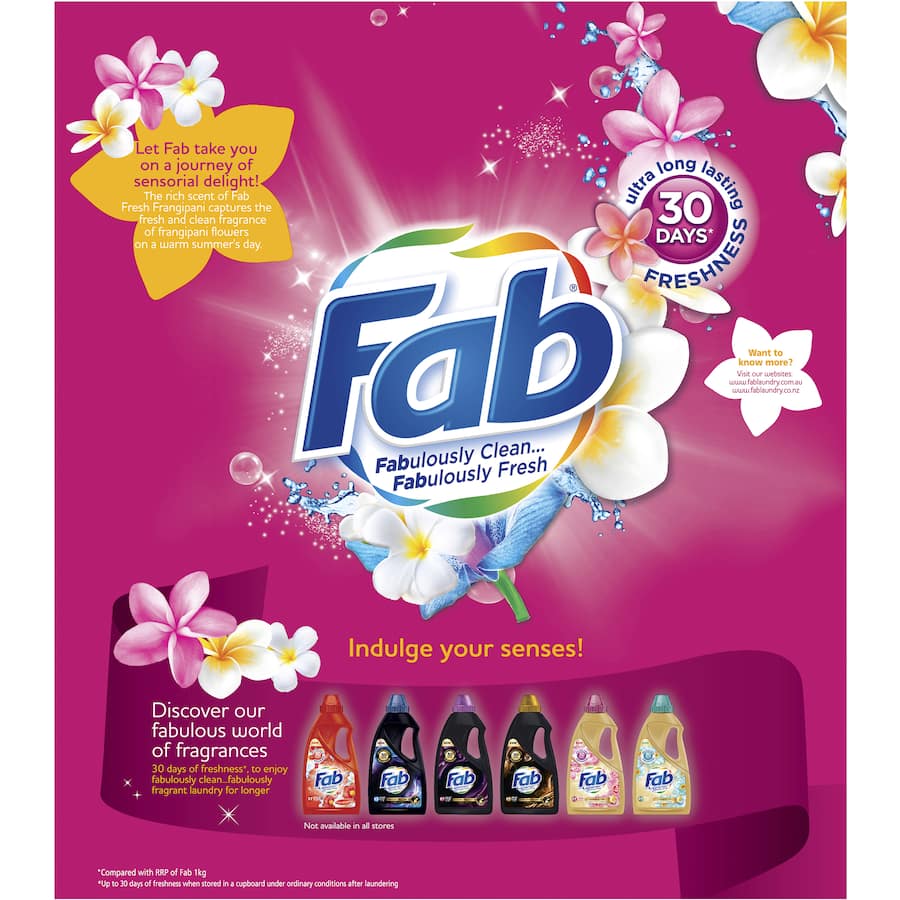 Fab Laundry Detergent Powder Fresh Frangipani 4kg