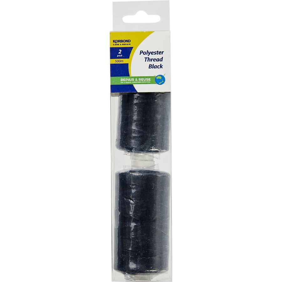 Korbond Thread Polyester Black 500m 2pack