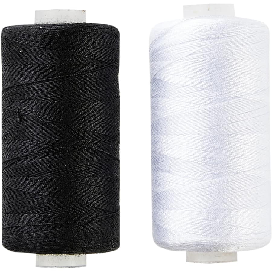 Korbond Thread Polyester Black & White 500m 2pack