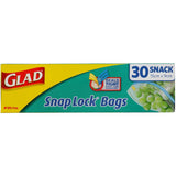 Glad Snaplock Plastic Bags Snack Size 150x90mm Boxed 30pack