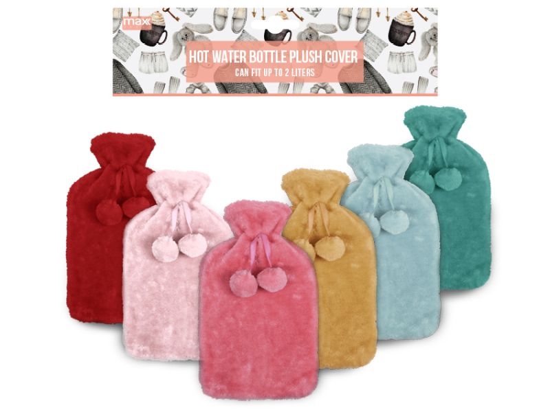 Hot Water Bottle Cover - Plush Mixed Colours 2L (Set of 12)