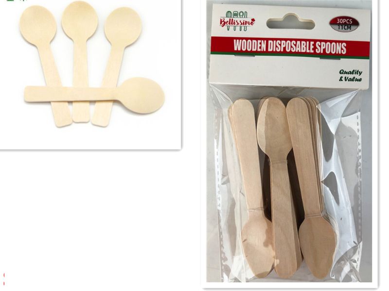 Wooden Disposable Spoons - 11cm (12 Packs)