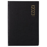 Collins Diary A52 in black, features a two-day layout, premium cloth cover, and ribbon marker for organized planning.