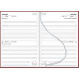 Collins Diary A52 Red Odd Year with 2 days to view layout, stylish hard cover, and ribbon marker for easy organization.