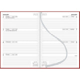 Collins Diary A53 in red with hardback cover, week-to-view layout, ribbon marker, and FSC certified for sustainability.